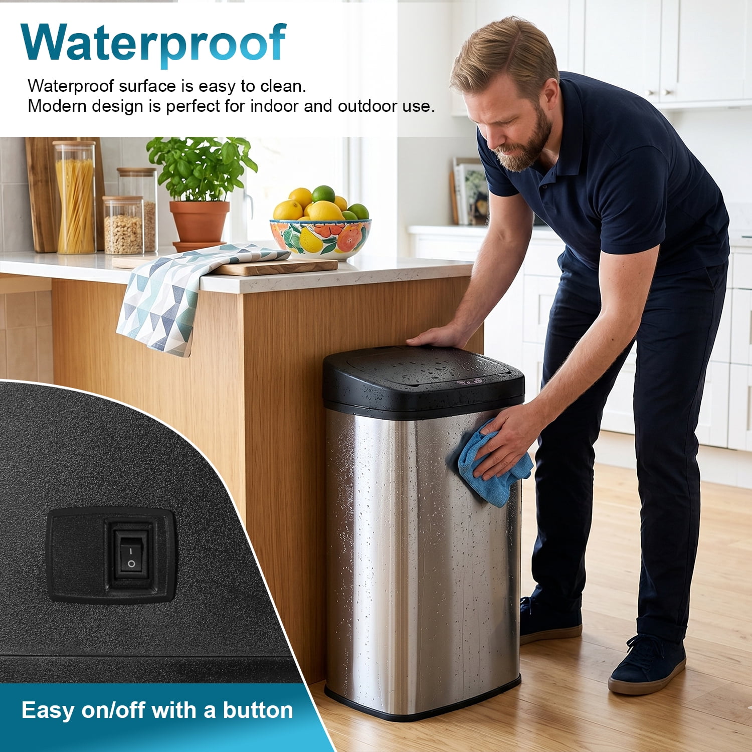 BestOffice 22 Gallon Stainless Steel Touchless Kitchen Trash Can with Motion Sensor for Indoor Use(Silver)