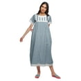 thumbnail image 4 of Moomaya Printed Short Sleeve Maxi Nightdress Button Down Cotton Sleepwear Gown, 4 of 6