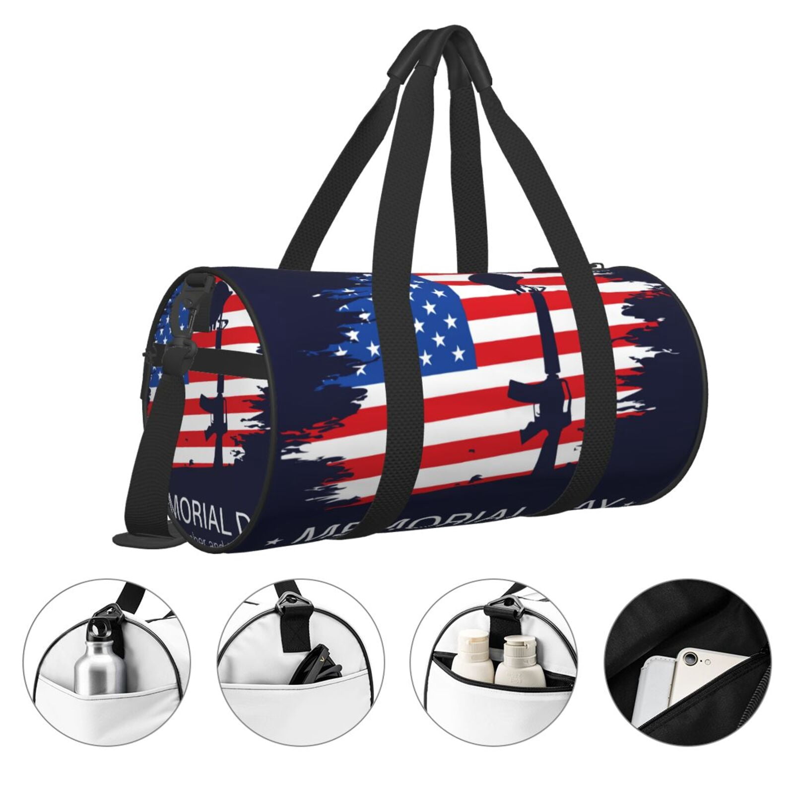 Vsdgher Memorial Day 45L Foldable Duffel Bag, Sports Gym Bag,Overnight Bag, Portable Weekender Bag for Airplanes