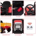 thumbnail image 6 of Katidap 12V Kids Battery Powered Electric Tractor with Trailer, Toddler Ride On Car w/ Remote Control/ 7-LED Headlights/ 2+1 Gear Shift/ MP3 Player/USB Port for Kids 3-6 Years (Red, 25W/ EVA Tire), 6 of 8