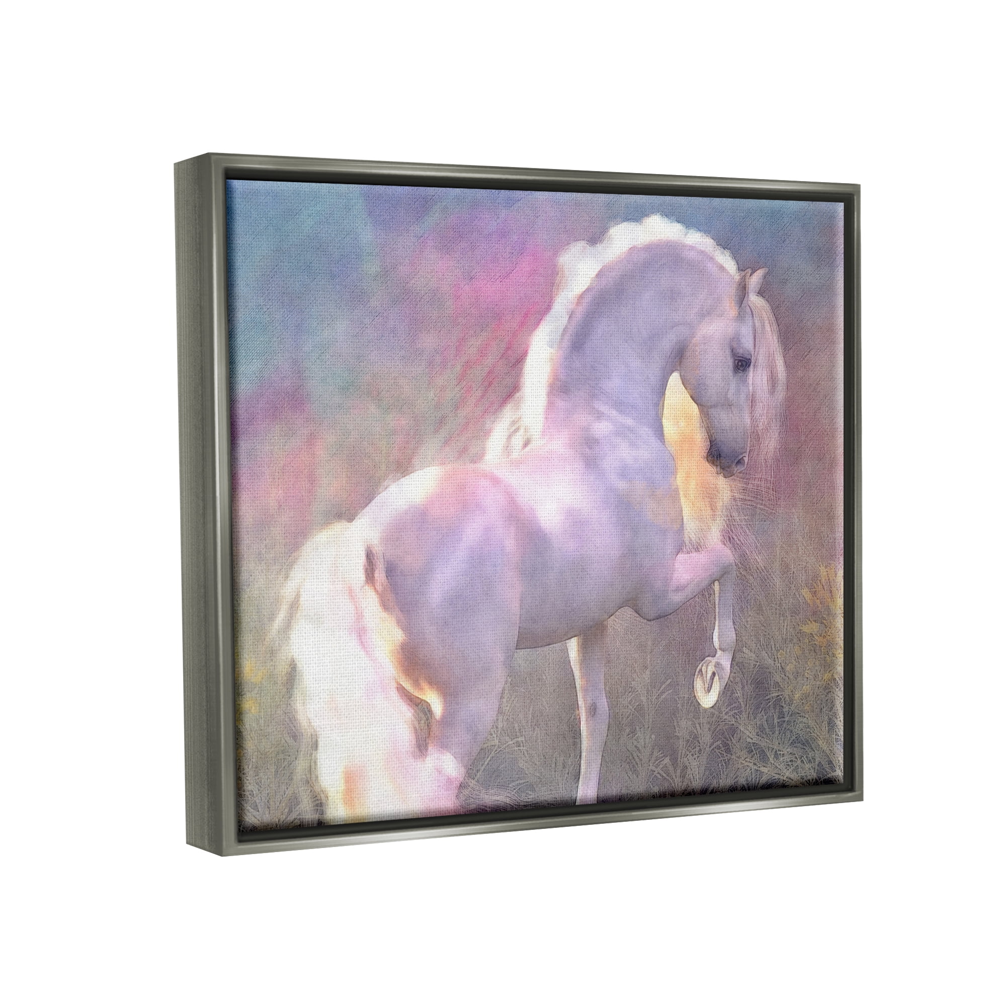 Stupell Industries Evenglow Pastel Horse Animals & Insects Painting Gray Floater Framed Canvas Art Print Wall Art, 31 x 25