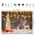 thumbnail image 3 of Fondo navideño de vinilo de 8 x 6 pies con pared de madera rústica y purpurina dorada para fotografía, árbol de Navidad, alce, decoración para fiestas familiares., 3 of 6