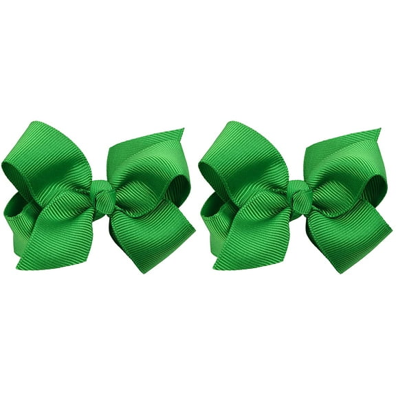 3 Inch Baby Girl Hair Bows Boutique Hair Clip Teens Toddlers Hairpin Headwear - Set of 2 (Green)