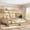 Natural, variant on Leumius Twin XL over Queen Bunk Bed with Storage Drawers, Chic Curved Guardrail & Side Storage Shelves, Bunk Bed Frame with Ladder Beige