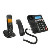 Expandable Corded/Cordless Phone System with Answering Machine, Big Button Senior Phone with Caller ID/Call Blocking & Handset/Amplified Speakerphones, Landline Business Telephones, Black