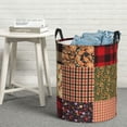 thumbnail image 3 of DouZhe Waterproof Collapsible Large Laundry Baskets, Abstract Tartan Prints Circular Hamper with Handles, 3 of 7