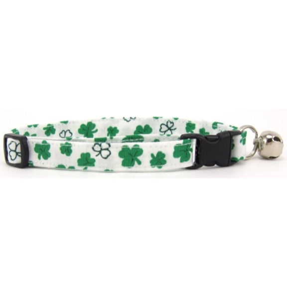 Tossed Shamrocks on White Cat Collar