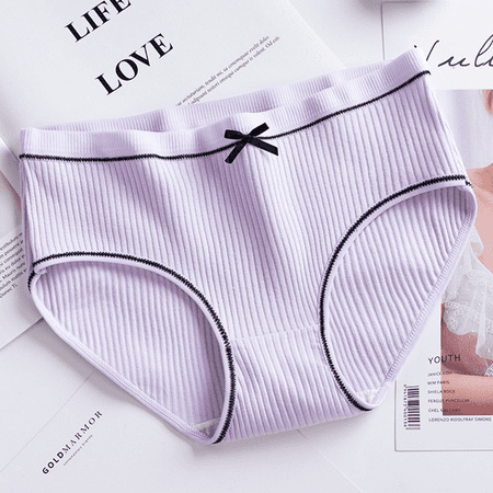 Fulorrnie Underwear for Women Comfort Seamless Cute No Show Panties Cheeky Briefs Banded Waist Waistband Panty  Light Purple  XXL
