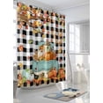 thumbnail image 3 of Fall Shower Curtain Pumpkin Harvest Shower Curtains for Bathroom Thanksgiving Decor, Waterproof Polyester Shower Curtain Set with Hooks, Standard Size 72" x 72" Maple Leaf Truck Black Plaid, 3 of 6