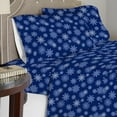 thumbnail image 2 of Pointehaven  Superior Weight Cotton Deep Pocket Flannel Bed Sheet Set Snow Flakes Navy Twin Nature, 2 of 6