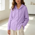 thumbnail image 6 of PureCasa Girls Button Down Shirts for 5-16 Years Long Sleeve Casual Shirts Loose Breathable Linen Shacket for Girls, 6 of 10
