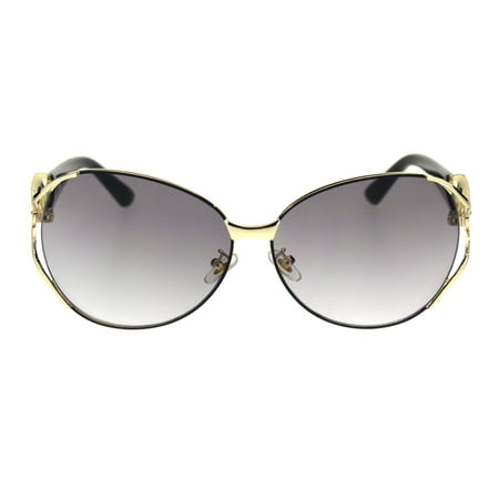 Fox Tail Jewel Brouche Hinge Designer Metal Rim Sunglasses Gold Black Grey Smoke