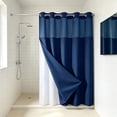thumbnail image 5 of Waffle Weave Double Layer Shower Curtain, Waterproof Polyester Fabric Bathroom Curtain with Detachable Liner & Metal Grommets, No Hook Installation, Quick-Dry, Machine Washable, 72 x 36 Inches, 5 of 6