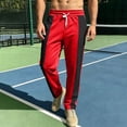thumbnail image 6 of Maplenight Men's Athletic Track Pants with Side Striped Straight Leg Drawstring Elastic Waist Pant Relaxed Fit Open Bottom Sport Pant for Running Workout, 6 of 8