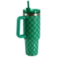 thumbnail image 4 of (2 pack) Mainstays 40 oz Stainless Steel Tumbler with Straw and Handle, Double Wall Insulated, Green Check, 4 of 8