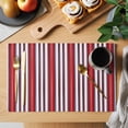 thumbnail image 2 of Red Pink Stripes Placemats Set of 4, Country Simple Gradient Vertical Lines Placemats for Dining Table, Place Mats for Kitchen Tabletop, Waterproof Wipeable Dining Table Mats Set, 2 of 9