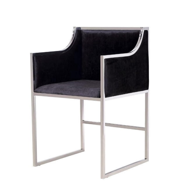Take Me Home Black KARAT Dining Chair – Luxurious Modern Dining Chair with Soft Black Velvet Upholstery, Gold Metal Base, and Comfortable Armrests, Perfect for Elegant Dining Rooms or Contemporary Spa