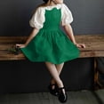 thumbnail image 5 of THDHVS Summer Dresses for Kids,Girls Casual Dresses,Kids Solid Color Linen Back Button Up Dress Suspender Skirt with Pockets Green 5-6 Years, 5 of 7