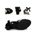 thumbnail image 4 of BLISSFUL STEP Women's Shoes Velvet Chunky Heel Crisscross Lace Up Open Toe Sandals  Black 6, 4 of 7