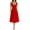 Red, variant on Women's Scalloped V-Neck Midi Dress with Back Lace-Up ninety five percent cotton and five percent polyester fabric