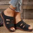 thumbnail image 4 of Women's Wedge Sandals Vintage Hollow Out Dressy Shoes Rubber Sole Comfortable Non Slip Slip On Walking Beach Sandal Black Size 7.5, 4 of 9