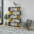 thumbnail image 3 of Ada Home Decor Furniture Multiple Tier Open Shelf Anthracite Mustard Berwyn Modern Bookcase, 3 of 7