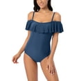 thumbnail image 3 of Csndyce Women's Ruffled One Piece Swimsuits off Shoulder Tummy Control Halter Bathing Suit Female, 3 of 9