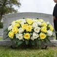 thumbnail image 4 of FTsdfkl 20Inch Cemetery Flowers for Grave,Headstone Flower Saddle,Flowers for Cemetery Grave Decoration Headstone Flower Saddle for Headstone Decoratio (Yellow White), 4 of 6