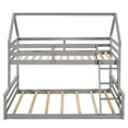 thumbnail image 5 of DreamBuck Twin over Full Bunk Bed with Ladder and Roof, Wood House-shaped Bunk Bed with Safety Guardrails and Wooden Slats Support, Multi-Functional for Teens, Adults, No Box Spring Needed, 5 of 13