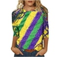 thumbnail image 3 of Feancey Prime Sales Today 3/4 Sleeve Mardi Gras Graphic Tees for Women Mask Print New Orleans Tops Dressy Casual Round Neck Loose Bouse Trendy Carnival Themed T-Shirts Multicolor XXL, 3 of 6