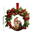 thumbnail image 3 of Uanit Jesus Mary Wreath Red Cross Star Lantern Christmas Bow Prayer Wreaths for Front Door Holiday Decorations Garland Indoor Outdoor Home Party Hanging Wreath(16 Inch), 3 of 7