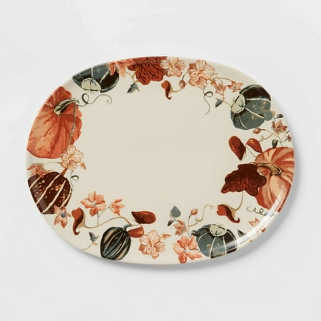 

18 x 14 Stoneware Pumpkin Serving Platter - Harvest Fall Threshold Collection