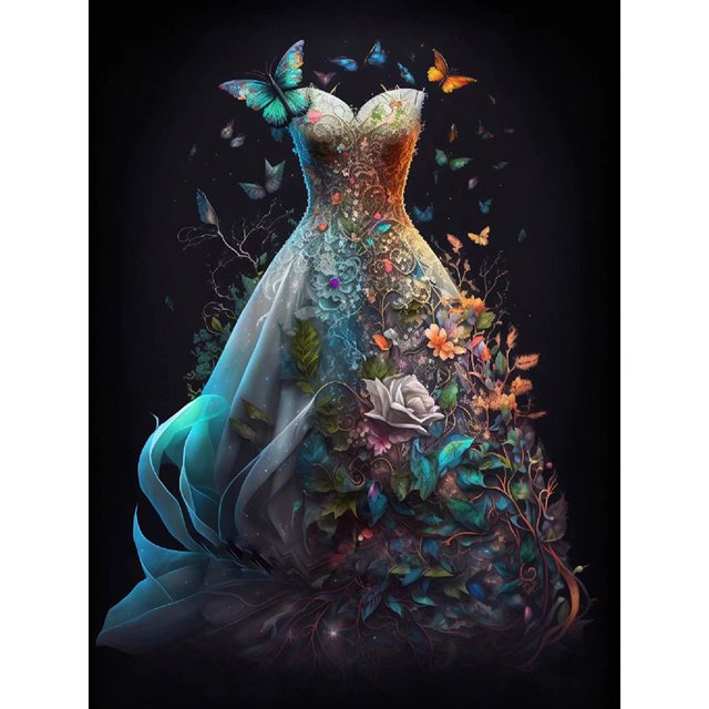 Pintura de diamante 5D DIY Taladro redondo completo Vestido de novia Kit Decoración para el hogar (B6419) Hugtrwg Para estrenar