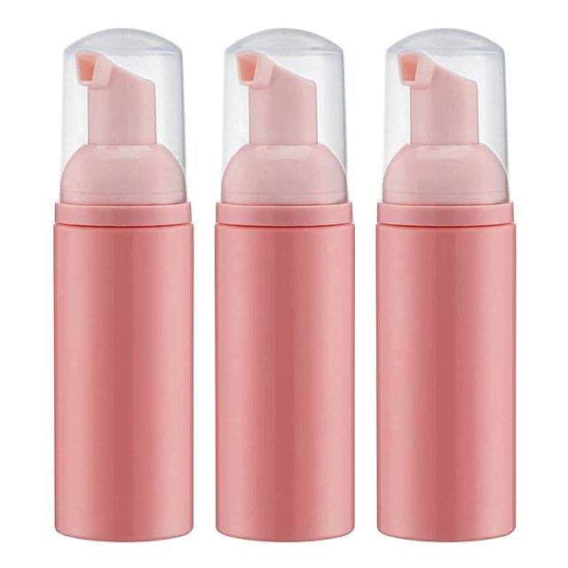 Botella de jabón de espuma (bomba rosa), champú de pestañas de espuma de viaje vacío para limpiador, dispensador (60 ml, 2 fl oz) (paquete de 3) TUNC Sencillez