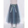 thumbnail image 3 of TTAO Kids Girls High Waist Bowknot Mesh Tutu Tulle Skirts Tiered A-line Wedding Princess Birthday Party Skirts Skorts Grey Blue 9-10, 3 of 7