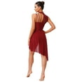 thumbnail image 5 of iiniim Lyrical Dance Dress for Women Irregular Flowy Tulle Skirt Leotard Contemporary Dancewear Red L, 5 of 7
