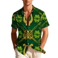 thumbnail image 2 of St Patrick's Day Shirt for Men Oversized Button Down Irish Shamrocks Print Lapel Short Sleeve Shirts Summer Collared Hawaiian Beach T Shirts, 2 of 8