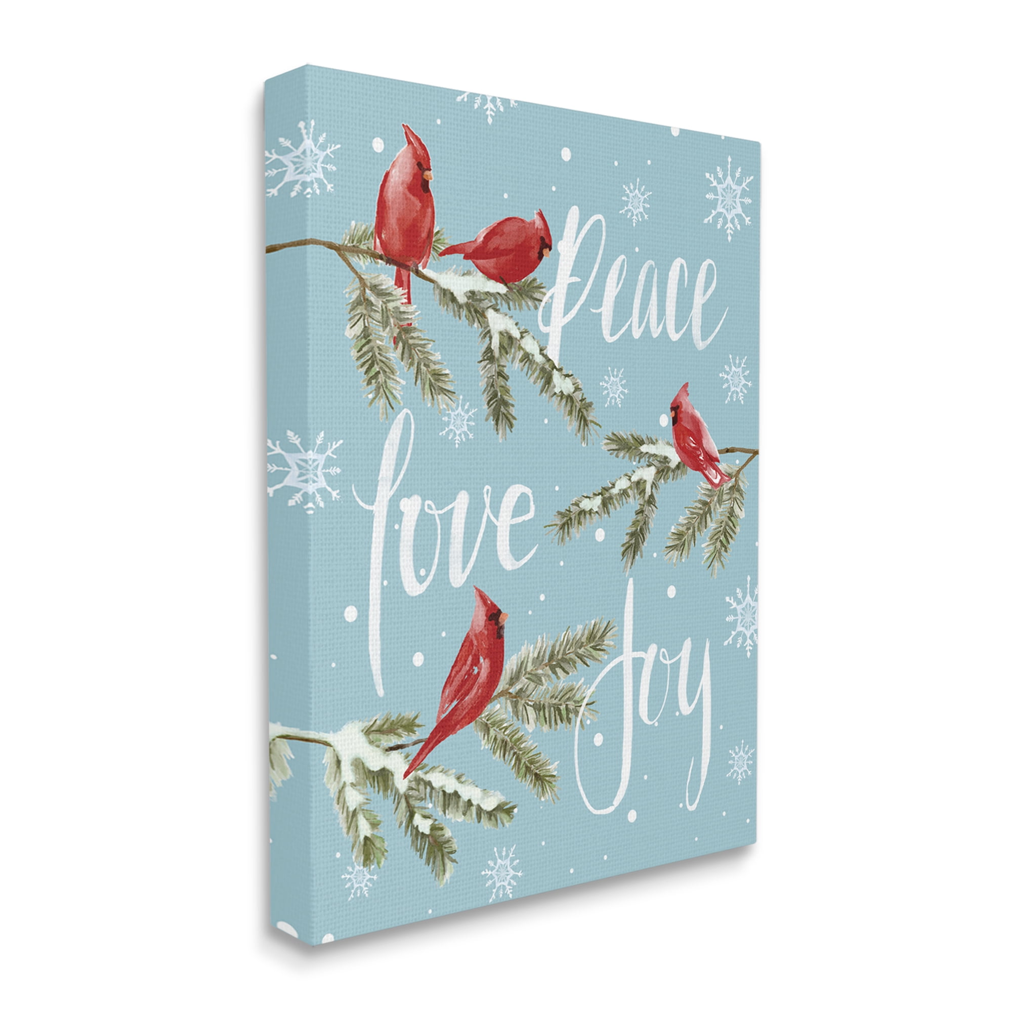 Stupell Industries Winter Cardinals Perched Holiday Painting Gallery Wrapped Canvas Print Wall Art, 16 x 20