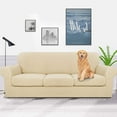 thumbnail image 2 of Latest Checkered 4 Pieces Couch Covers for 3 Cushion Couch Extra Large High Stretch Thickened Sofa Cover for Dogs Pets Anti Slip Furniture Protector Sofa Slipcovers (XL Sofa, Beige), 2 of 7