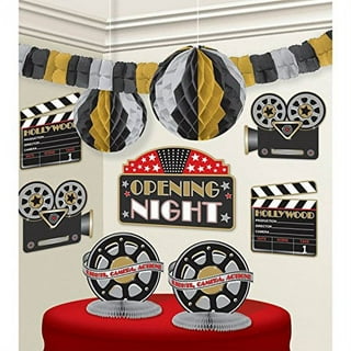 Movie Night Decorations Movie Theme Party Decorations Birthday Supplies  with Movie Hanging Swirls Balloons for Red Carpet Hollywood Movie Theater