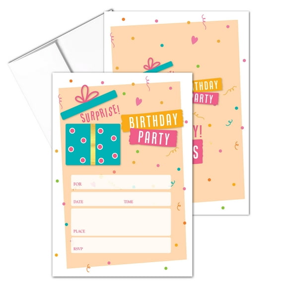 Stonehouse Collection Kids' Party Invitations, Birthday Gift – Fill-in-the-Blank