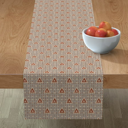 

Cotton Sateen Table Runner 90 - Diamond Dot Dots Red Geometric Look Midcentury Modern Farmhouse Abstract Triangles Texture Geo Print Custom Table Linens by Spoonflower