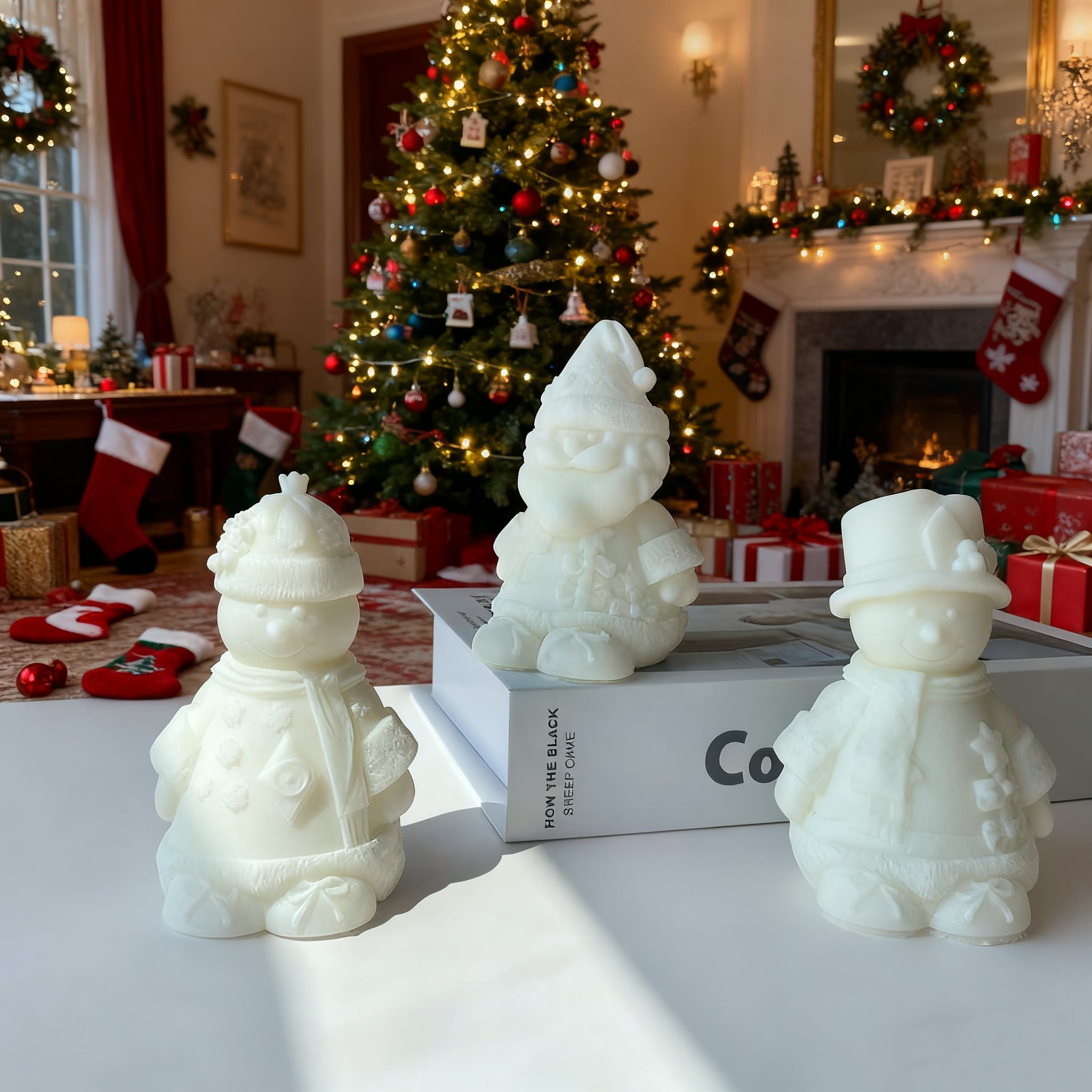 JDH 2PCS Christmas Mold Christmas Snowman Aromatherapy Candle Silicone Molds Resin Casting Mould for DIY Candle Making Polymer Clay Craft Plaster Christmas Home Desktop Decoration
