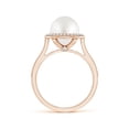 thumbnail image 2 of Angara South Sea Cultured Pearl Halo Ring with Milgrain in 14K Rose Gold for Women | June Birthstone Jewelry for Her, 2 of 5