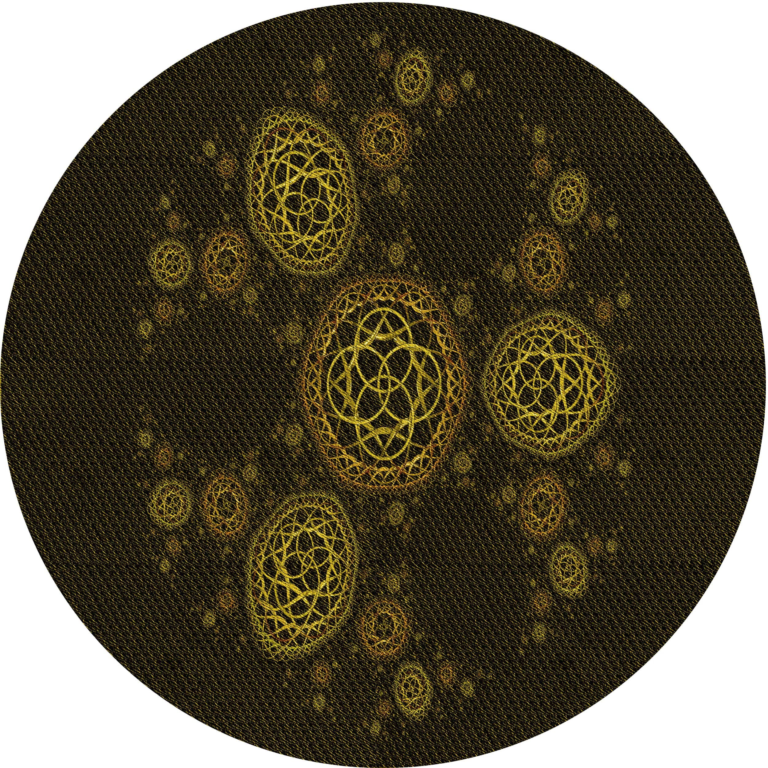 Ahgly Company Indoor Round Patterned Night Black Area Rugs, 6' Round ...