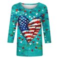 thumbnail image 4 of Bzhegqhd Women's Fashion Printed T-shirt 3/4 Sleeves Blouse Round Neck Casual, 4 of 4