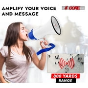 Megaphone 30W Bull Horn PA Speaker w 800 Yards Range Loud Siren Voice Amplifier Portable