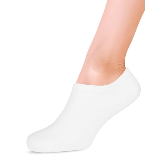 HUGH UGOLI Women Bamboo No Show Socks | Non Slip Invisible Liner Socks | Soft, Thin & Seamless Low Cut Socks | White | Shoe Size 9-12 | 6 Pairs