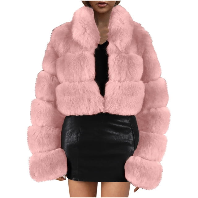 Abrigo de Piel Sintética Para Mujer Chaqueta Cálida Invierno Sólido Cuello en V Prendas de Abrigo Odeerbi ODB178546