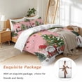 thumbnail image 7 of Christmas Bedding Duvet Cover Set Queen Size 4 Pieces Winter Santa Gnome Pine Tree Xmas Star Snowfall Pink Bedding Set with Zipper Closure, 1 Comforter Cover 90x92 Inch 1 Flat Sheet & 2 Pillow Cases, 7 of 7
